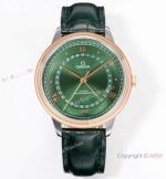 New Omega De ville Prestige 2025 Green Dial Half Rose Gold Replica Watches